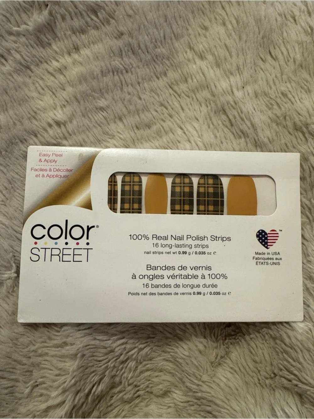 NWT Unopened Color Street Golden Mustard Plaid & Solid Nail Strips Dark Academia